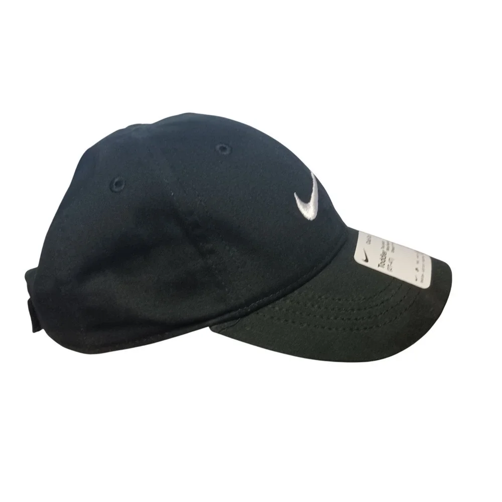 Nike Club Cap Kids Toddler Swoosh Adjustable Hat Black White 2-4T New